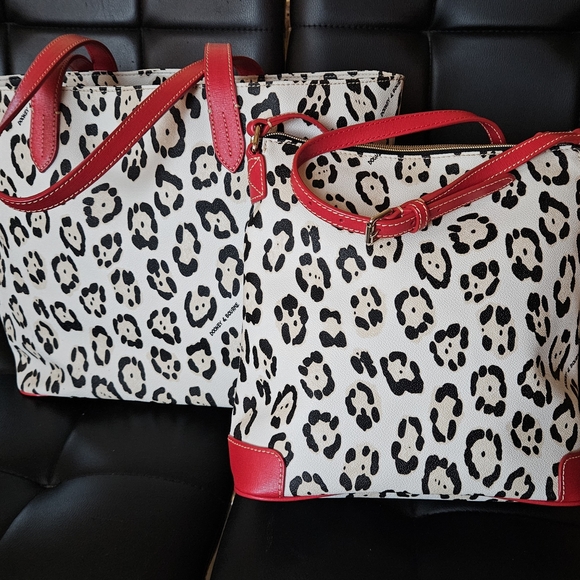 Selling as SET! Matching Dooney & Bourke animal print tote & crossbody red trim! - Picture 2 of 16